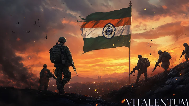 Sunset honors brave Indian soldiers beneath proud flag