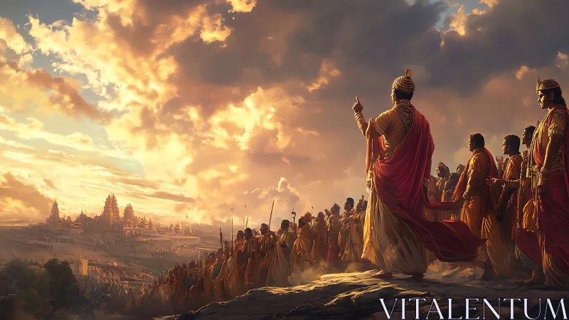 Ancient royal leader addresses gathered army before sunrise