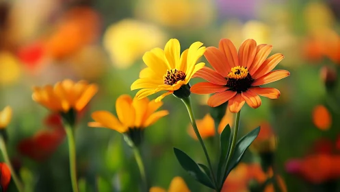 Vibrant Gerbera Daisy Composition With Warm Color Palette