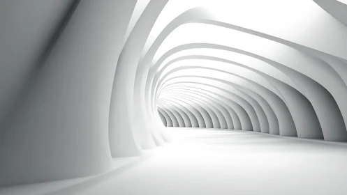 Serene White Tunnel Reveals Infinite Layered Depth