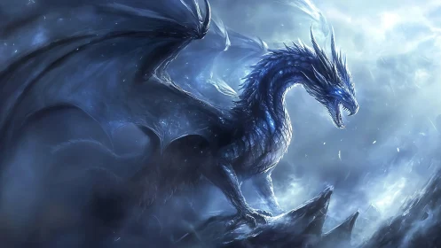 Froststorm dragon crowned in lightning over shattered peaks.