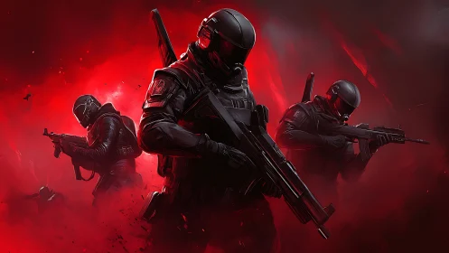 Shadow squad marches through crimson war-smoke and echoes