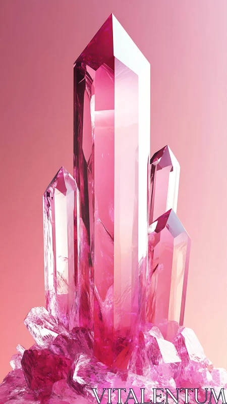 Rose quartz crystal cluster under soft gradient light.