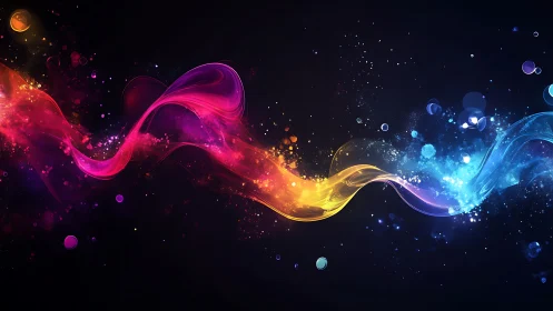 Vibrant color waves collide in glowing abstract motion art.