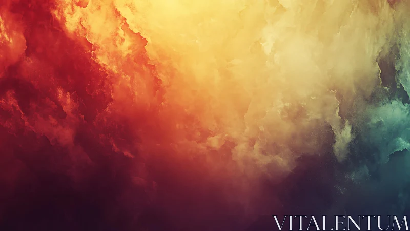 Vivid Abstract Cloudscape with Warm Gradient Colors in Digital Art.