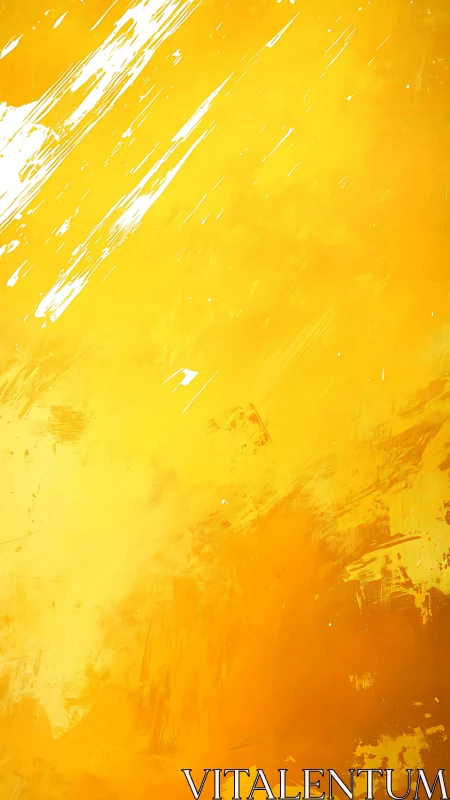 Vibrant yellow abstract field with dynamic white paint streaks