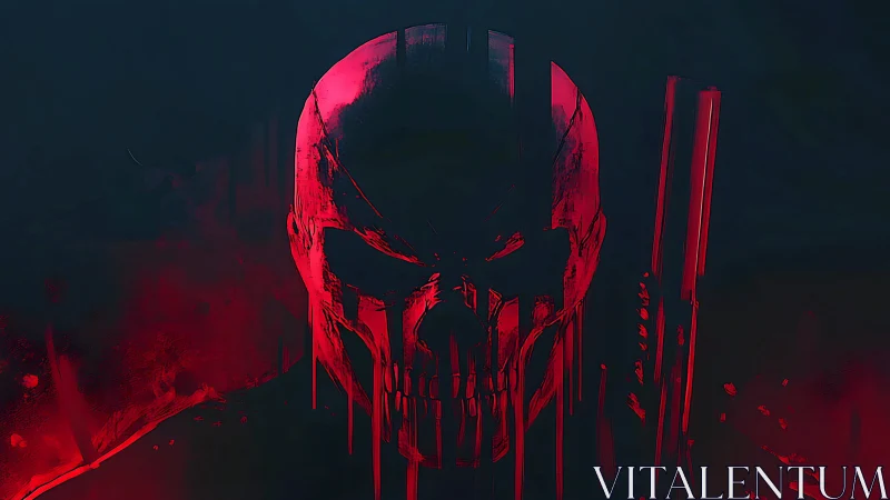 Crimson Skull Sentinel in a Storm of Bleeding Neon Night.