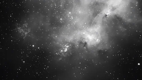 Soft starlit nebula glows gently in a tranquil night sky