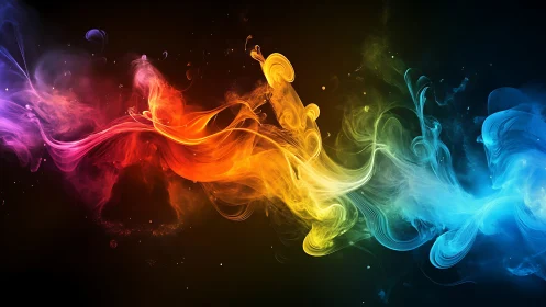 Prismatic energy streams swirling through dark space.