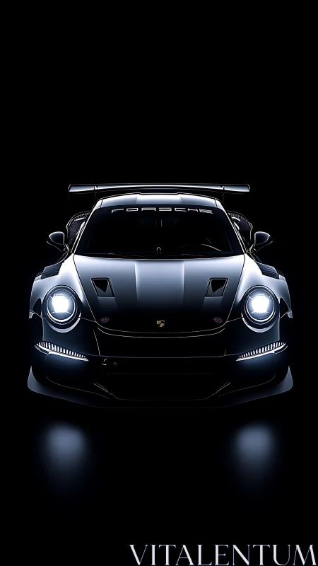 Front-illuminated Porsche GT race car rendered in high gloss