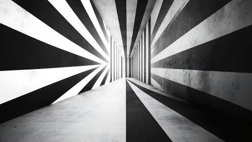 Bold striped hallway inviting you into playful perspective.