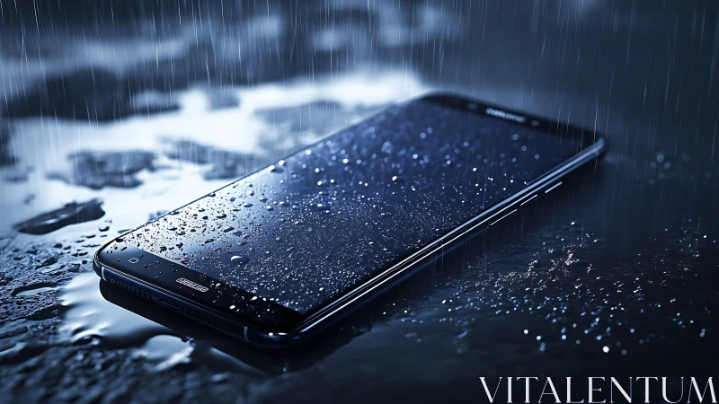 Rainstorm turns glossy smartphone into urban tidepool
