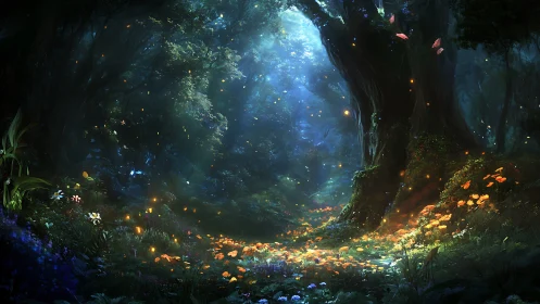 Bioluminescent Cavern: Digital Rendering of Mystical Underground Ecosystem.