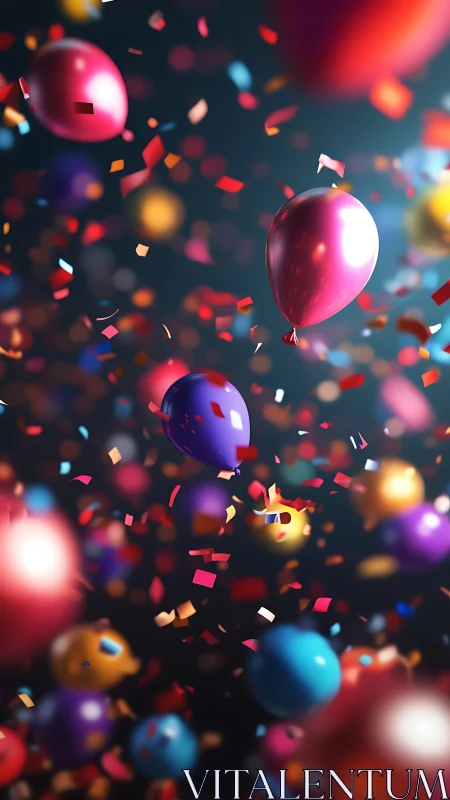 Chromatic Spheres Dance Through Confetti Chaos.