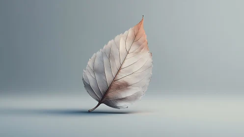 Single pale leaf on soft gradient background.