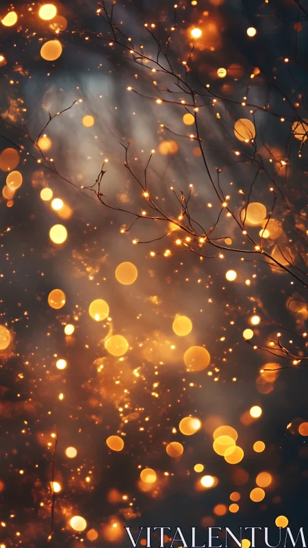 Firefly constellations shimmer through twilight branches.