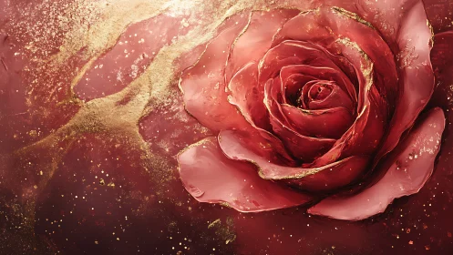 Luxe Rose with Gold Leaf Texture and Particles
