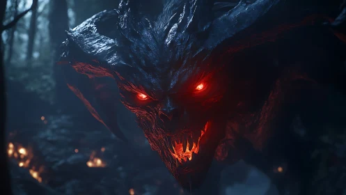 Demonic creature lunges forward in cinematic 3D close-up