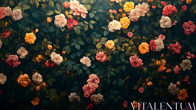 Twilight Garden: Roses Bloom Against Emerald Shadows.