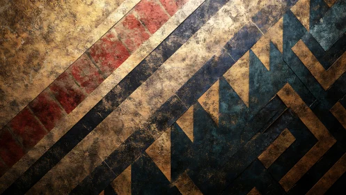 Geometric metallic wall texture with worn diagonal patterns.