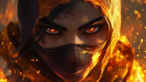 Masking embers in a warrior&rsquo;s burning, unyielding gaze.