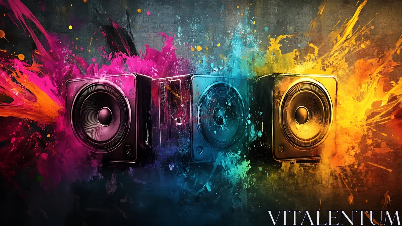 Color-splashed speakers turning loud music into vivid art.
