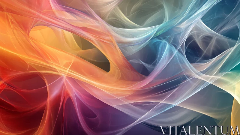 Iridescent fractal ribbons weave across prismatic space.