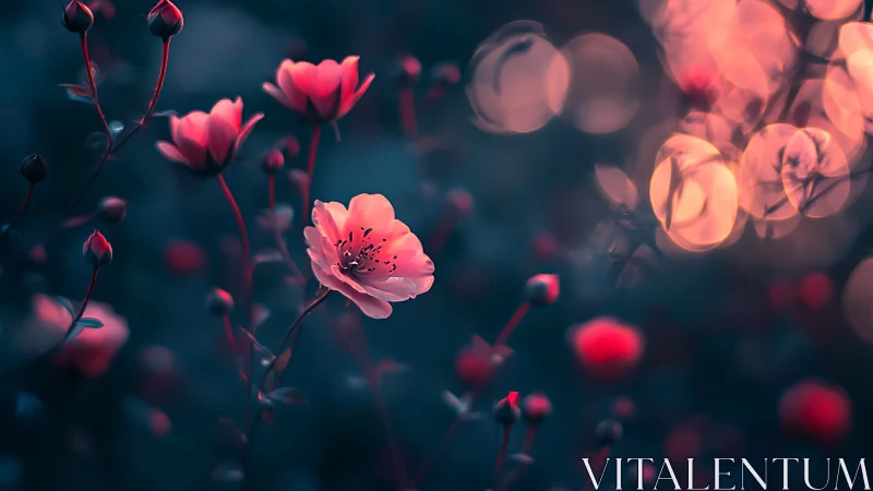 Delicate Pink Flowers Glowing with Dreamy Warmth