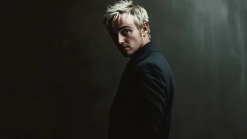 Brooding blonde stranger carves light from the shadows.