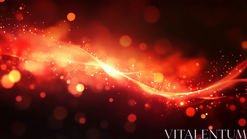 Vibrant abstract wave of glowing red and orange light, digital art.