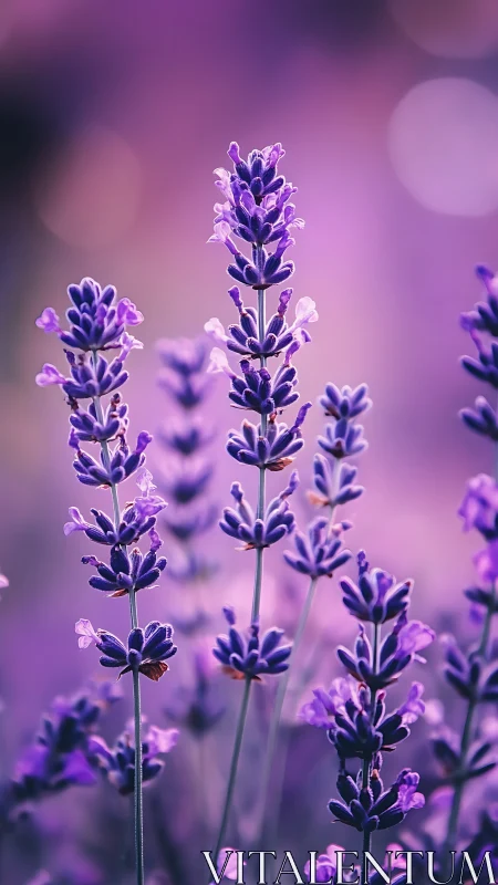 Lavender Dreams: Purple Spires in Soft Bokeh Glow.