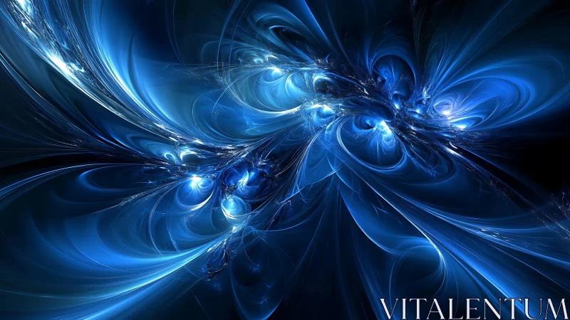 Swirling blue nebula dreams in flowing cosmic ribbons.