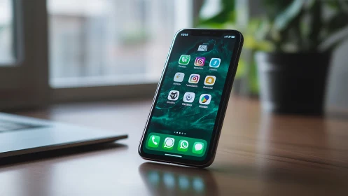 Your Connected World Sits Ready on a Wooden Desk.