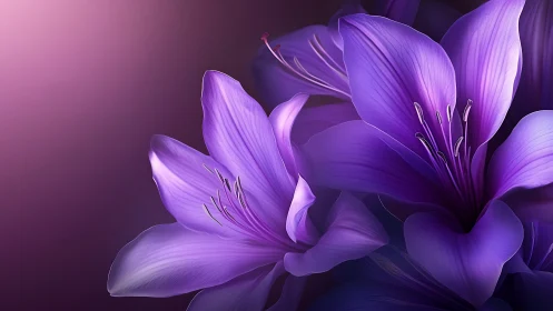 Purple Lilies Rendered in Digital Space