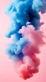 Colored ink diffusion clouds in vertical liquid space.
