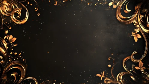 Gold ornamental flourishes on dark textured background.
