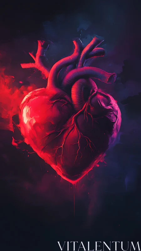 Incandescent Heart Pulses With Electric Crimson Energy