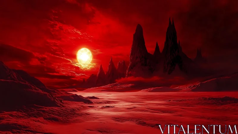 Spectral red exoplanet landscape under eruptive stellar glare.
