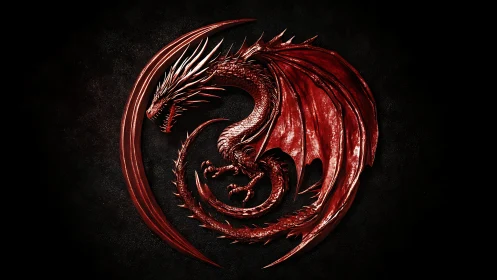 Crimson sigil coils as a razor-scaled dragon crowns darkness