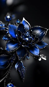 Midnight Sapphire Bloom: Crystalline Flower Sorcery.