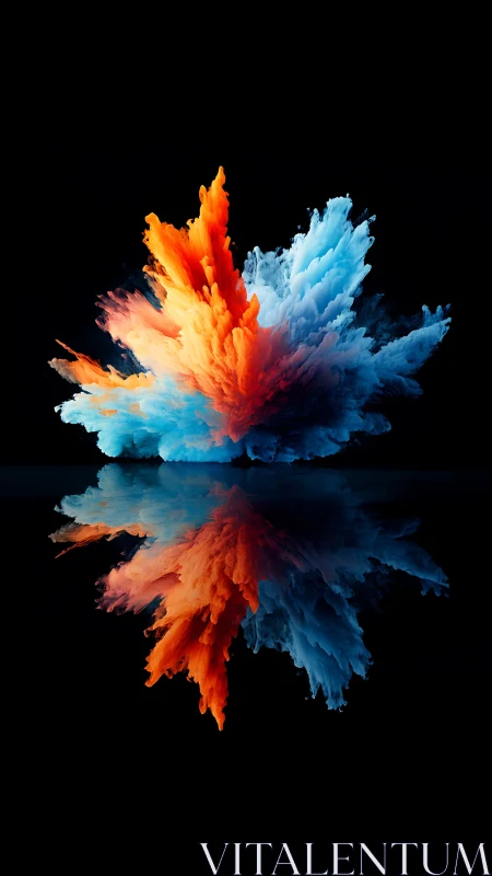 Symmetric color plume digital painting with mirror reflection.