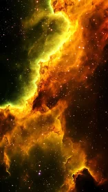 Nebula edge shows ionized gas front with dense star field