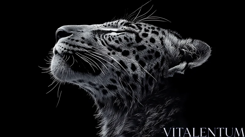 Leopard lifts its tranquil face into the soft surrounding dark