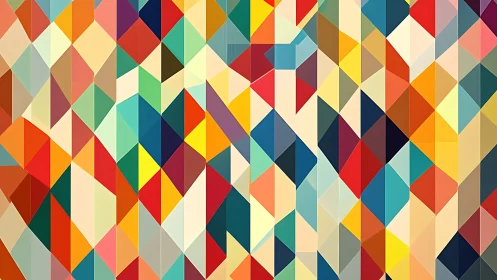 Geometric diamond grid constructs layered prismatic color fields