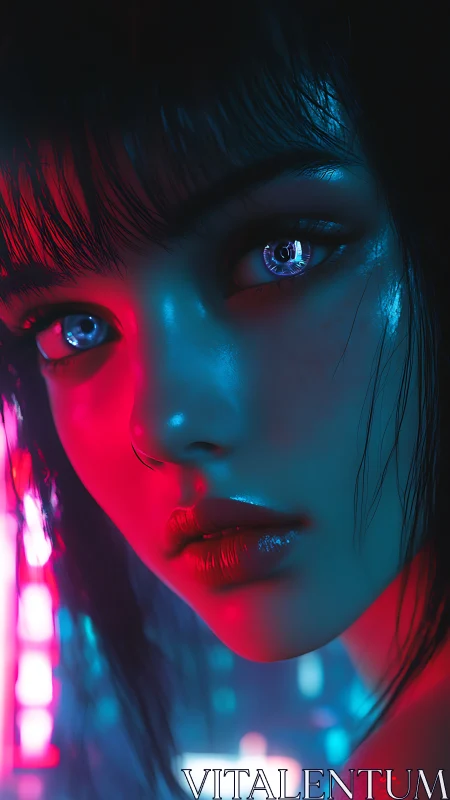Cyberpunk close-up portrait under magenta cyan rim lighting