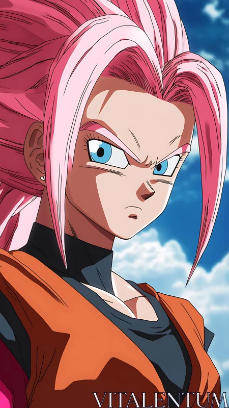 Anime warrior portrait with dynamic cel-shaded rendering.