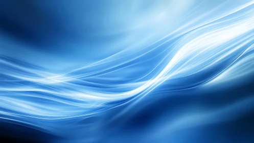 Abstract blue light waves form fluid motion across frame
