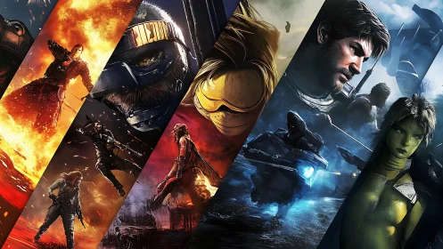 Heroic sci-fi warriors clash across fiery and icy realms.