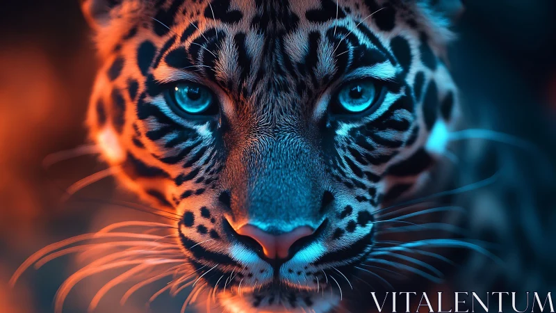 Tiger Face Study with Chromatic Lighting Effects