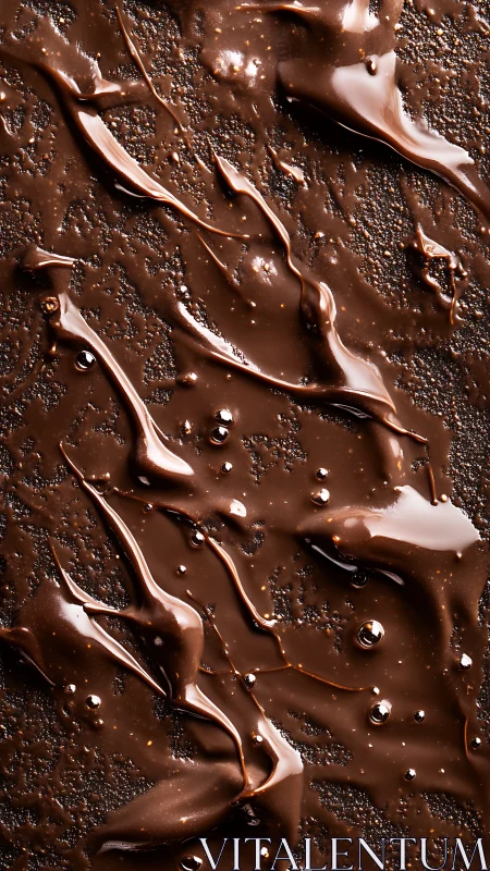 Rich melted chocolate spreads in luscious flowing ribbons